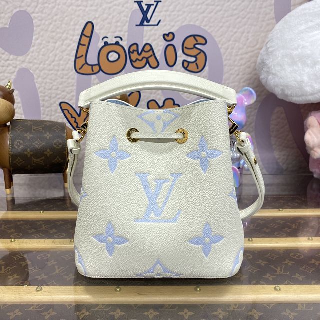 Louis vuitton original calfskin neonoe BB bucket M24048 white&blue