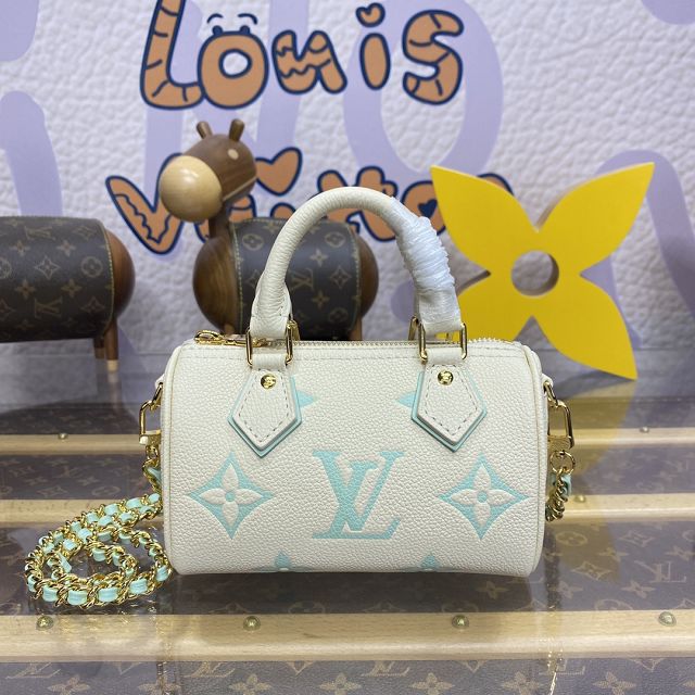 Louis vuitton original monogram calfskin nano speedy M24169 white&green