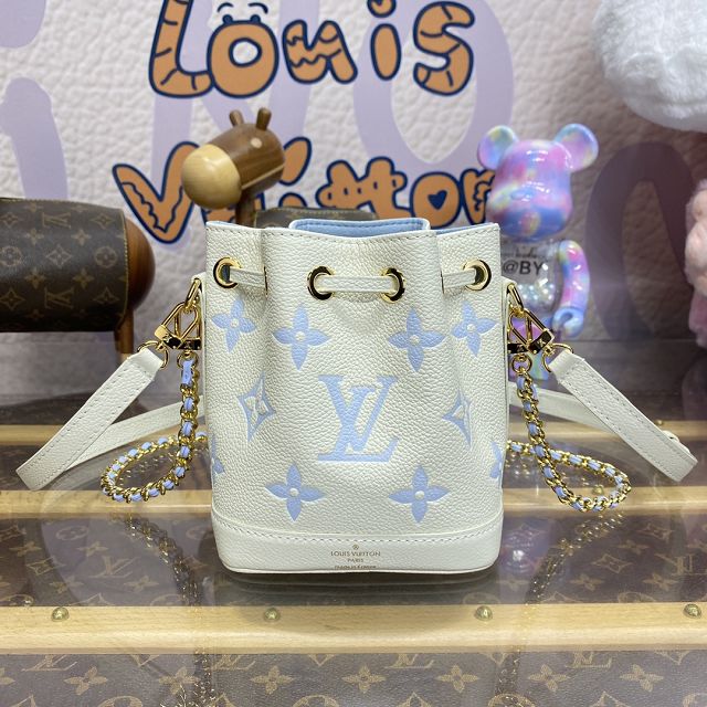 Louis vuitton original calfskin nano noe handbag M82933 white&blue