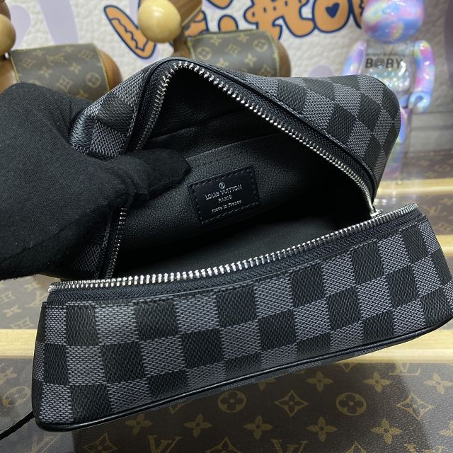 Louis vuitton original damier graphite locker dopp kit N83114