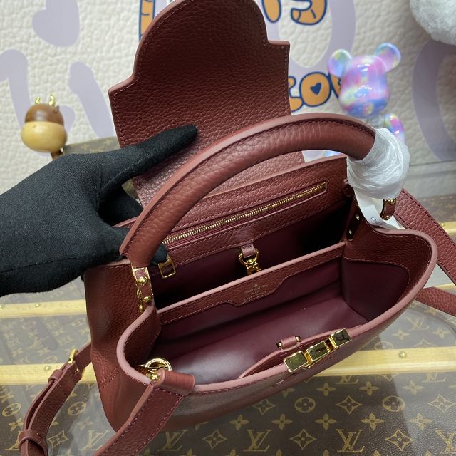 Louis vuitton original calfskin capucines BB handbag M21103 burgundy