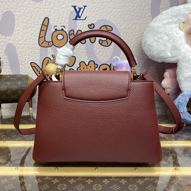 Louis vuitton original calfskin capucines mm handbag M59516 burgundy