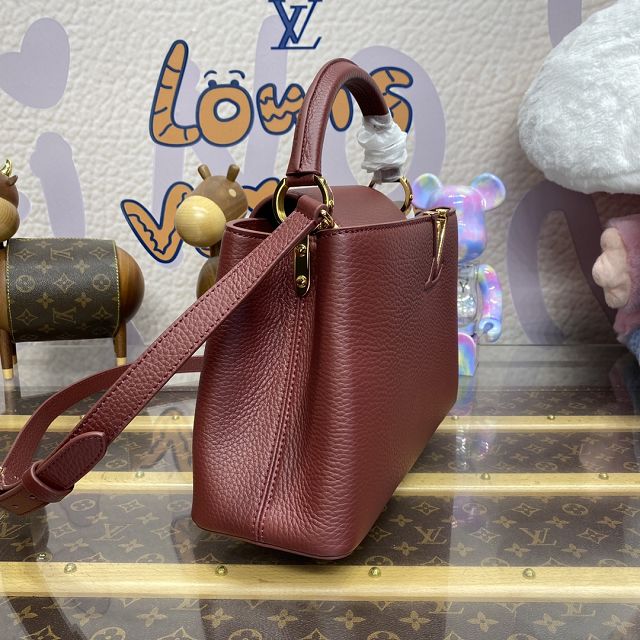 Louis vuitton original calfskin capucines mm handbag M59516 burgundy