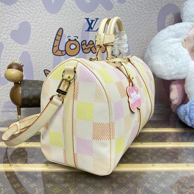 Louis vuitton original damier canvas keepall 45 N40713 peach