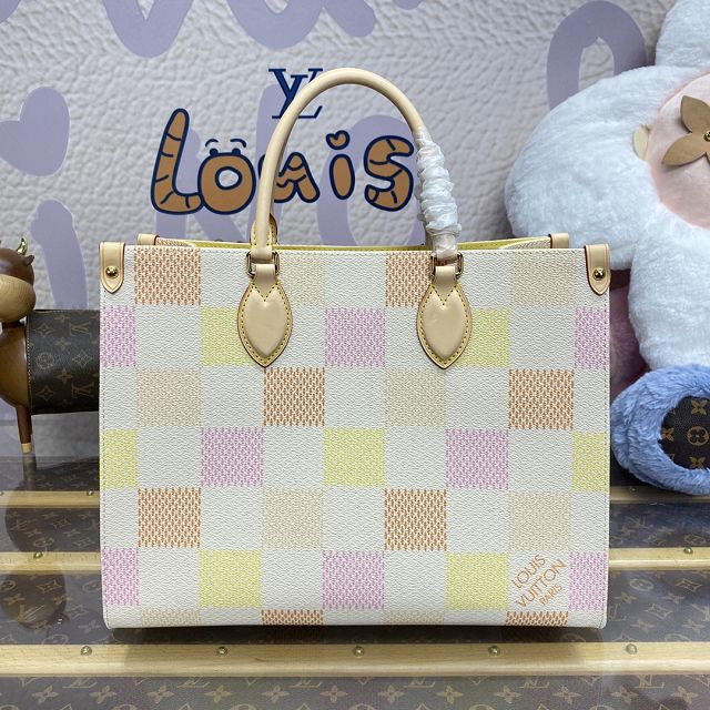 Louis vuitton original damier canvas onthego mm N40518 peach