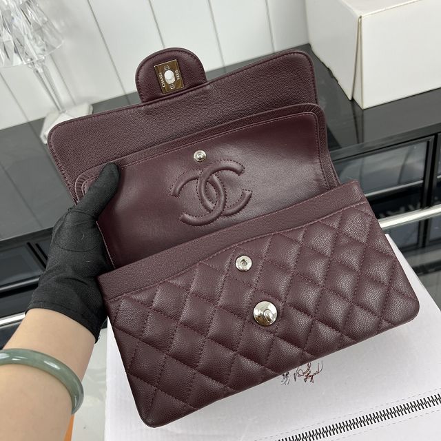 CC original grained calfskin small flap bag A01113 burgundy