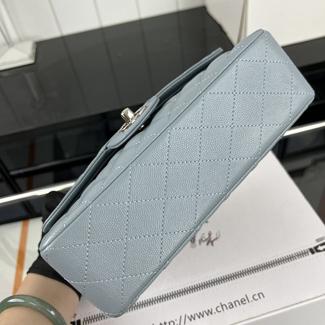 CC original grained calfskin small flap bag A01113 light blue