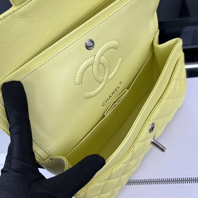 CC original grained calfskin small flap bag A01113 yellow