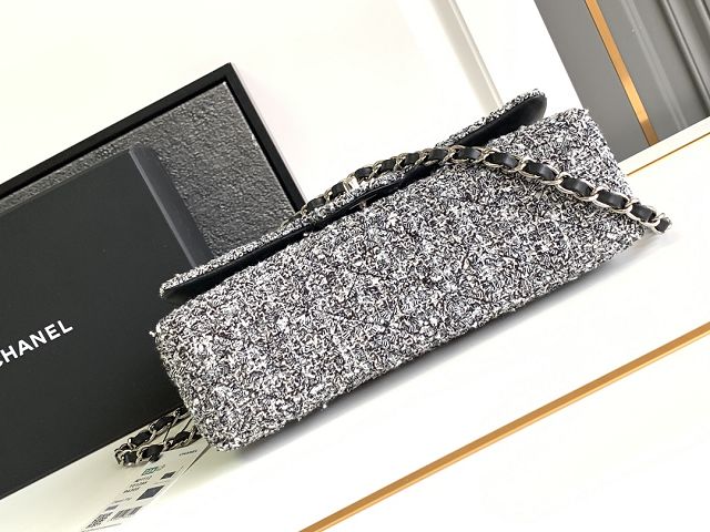 CC original tweed medium flap bag A01112 black&white