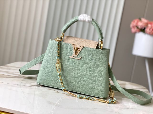 Louis vuitton original calfskin capucines BB handbag M20815 light green