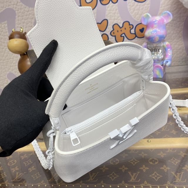 Louis vuitton original calfskin capucines east west mini M23956 white