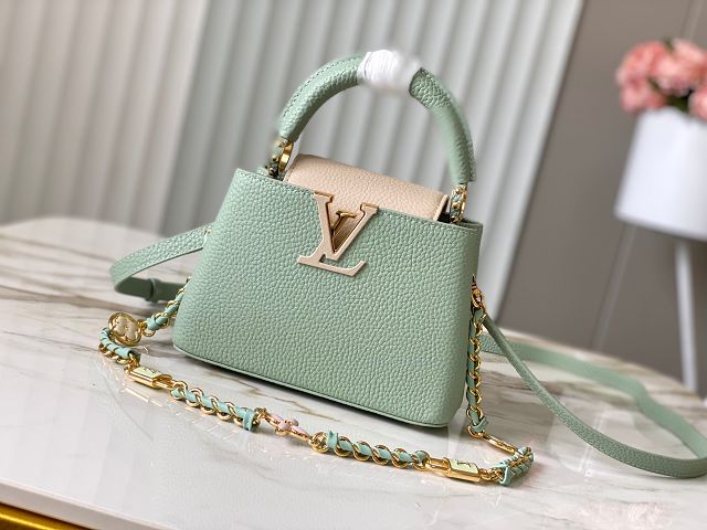 Louis vuitton original calfskin capucines mini handbag M23944 light green