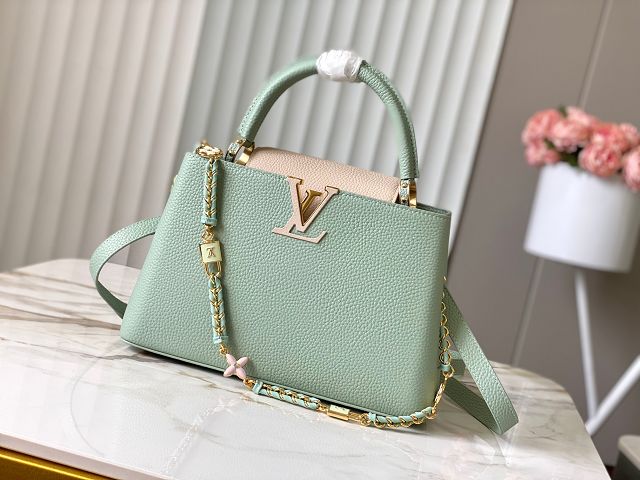 Louis vuitton original calfskin capucines mm handbag M59516 light green