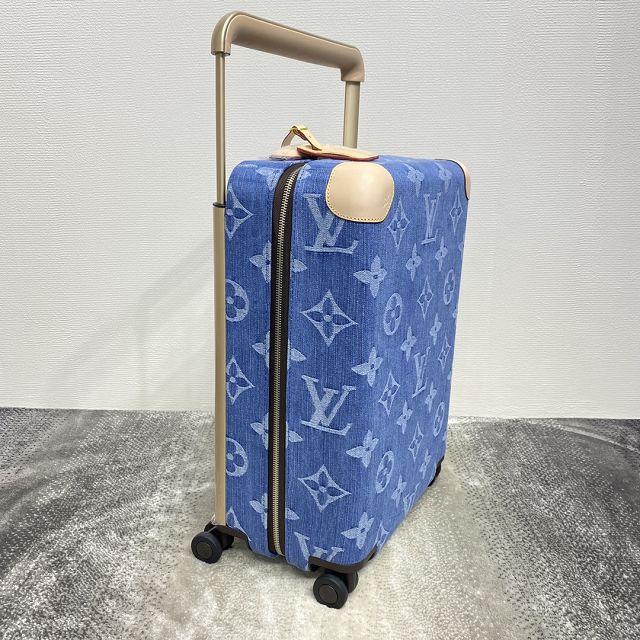 Louis vuitton original denim horizon 55 rolling luggage M24314 blue