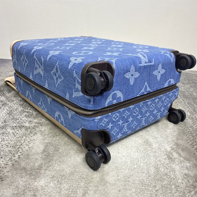 Louis vuitton original denim horizon 55 rolling luggage M24314 blue