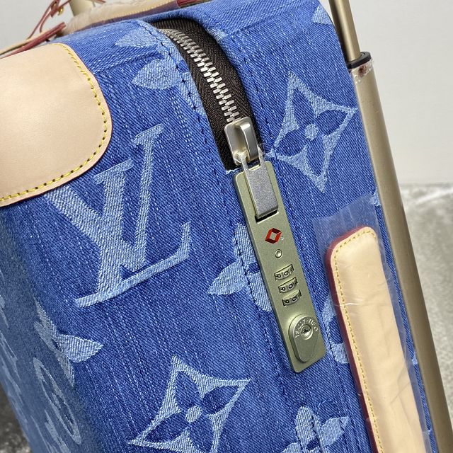 Louis vuitton original denim horizon 55 rolling luggage M24314 blue