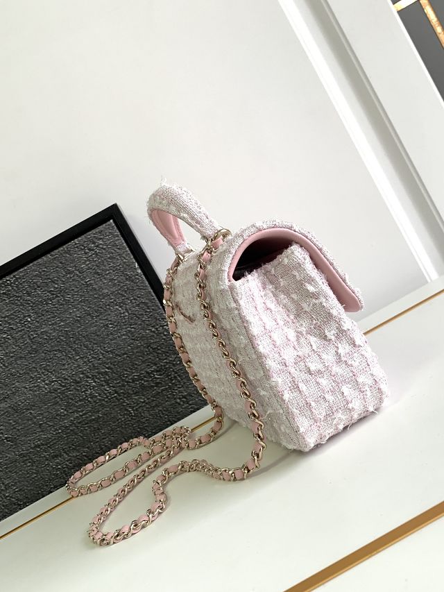 2024 CC original tweed top handle flap bag AS2431 pink