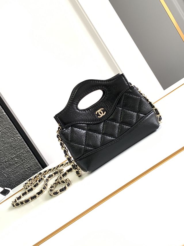 CC original shiny lambskin clutch with chain AP3875 black