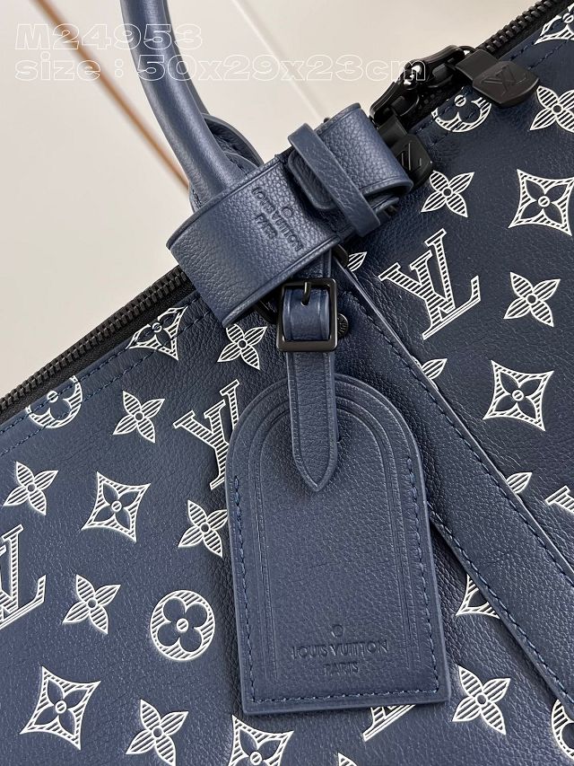 Louis vuitton original calfskin keepall bandouliere 50 M24953 blue