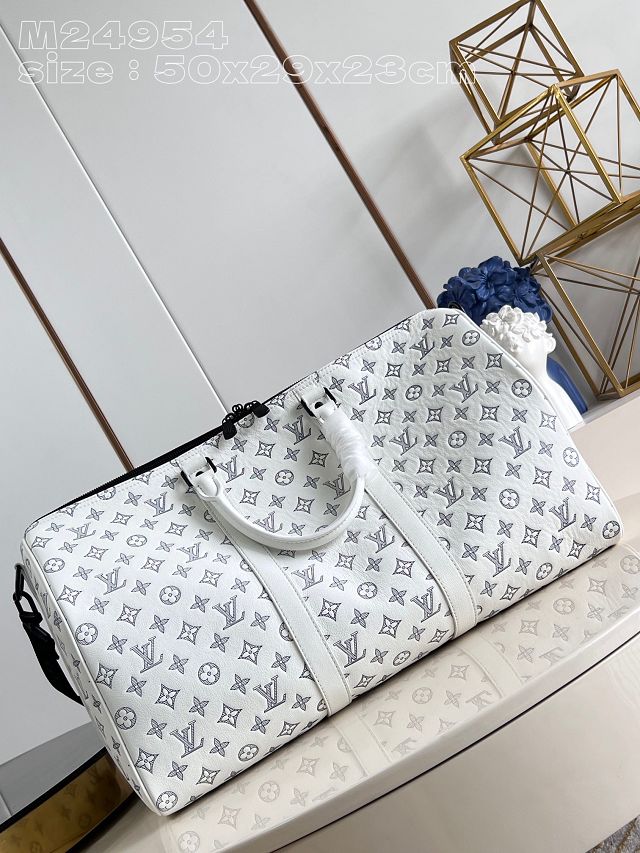 Louis vuitton original calfskin keepall bandouliere 50 M24954 white