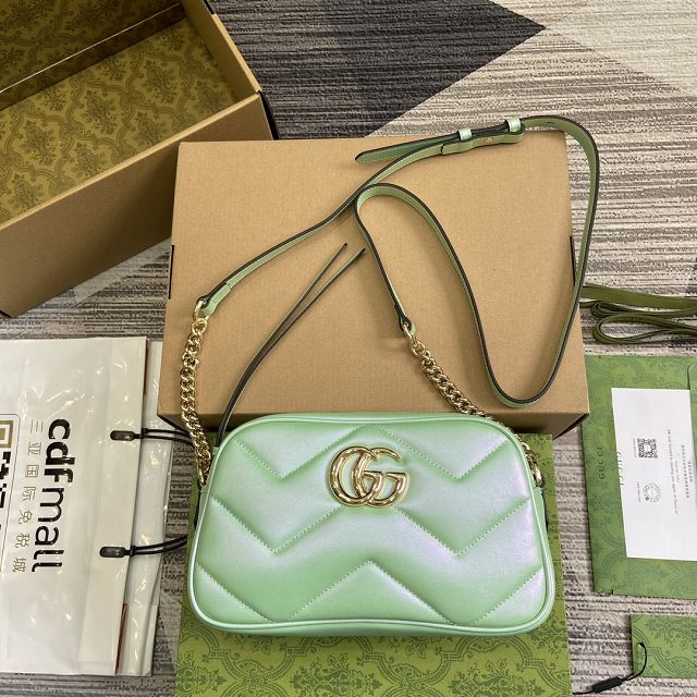 GG original iridescent calfskin small shoulder bag 447632 green