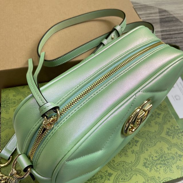 GG original iridescent calfskin small shoulder bag 447632 green