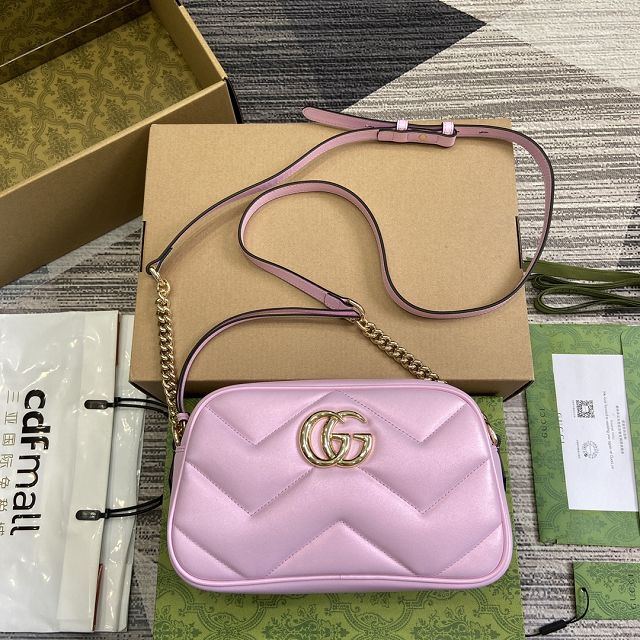 GG original iridescent calfskin small shoulder bag 447632 pink