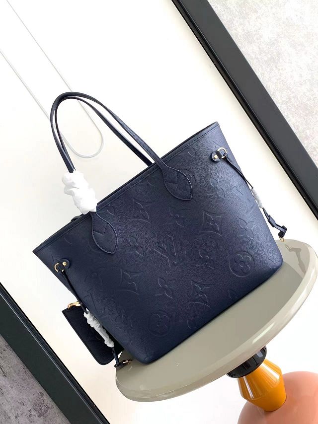 Louis vuitton original calfskin neverfull mm M45686 navy blue