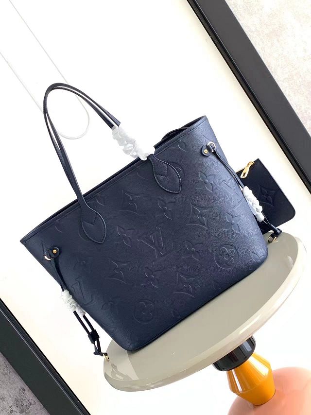 Louis vuitton original calfskin neverfull mm M45686 navy blue