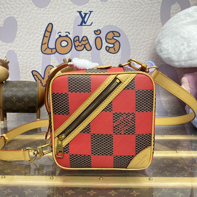 Louis vuitton original damier canvas chess messenger bag N40561 red