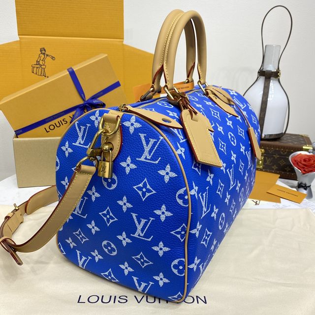 Louis vuitton original soft calfskin speedy P9 40 M24418 blue