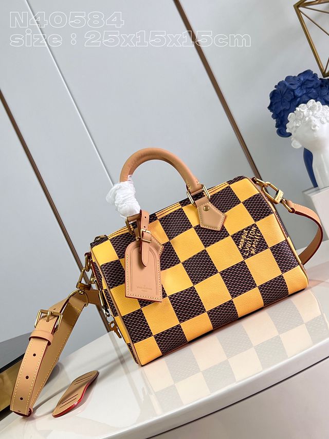 Louis vuitton origianl damier canvas speedy 25 N40584 yellow