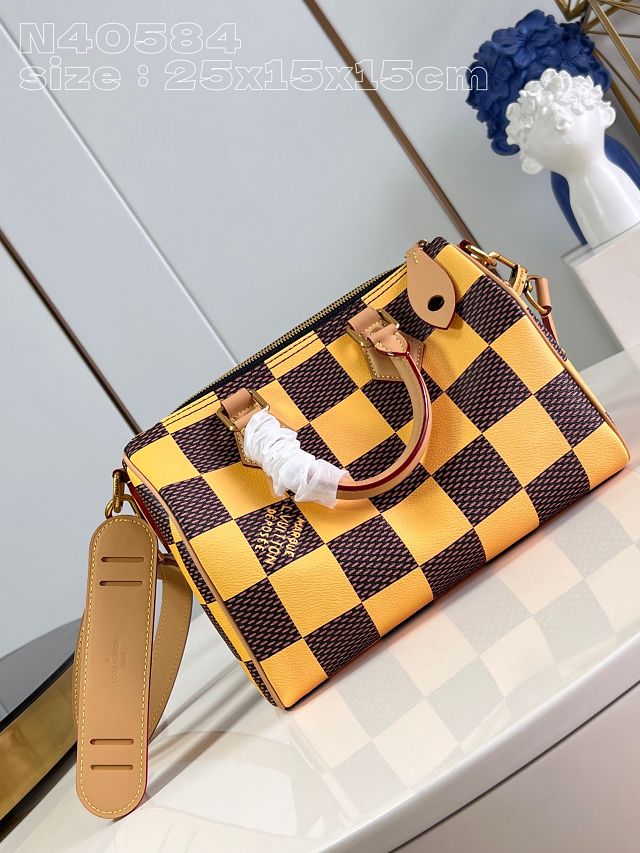 Louis vuitton origianl damier canvas speedy 25 N40584 yellow