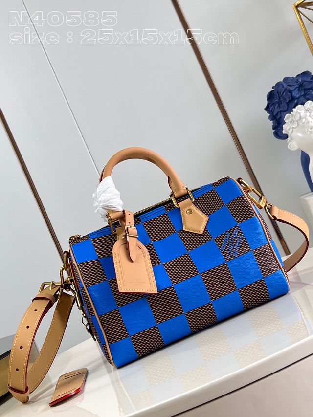 Louis vuitton origianl damier canvas speedy 25 N40585 blue