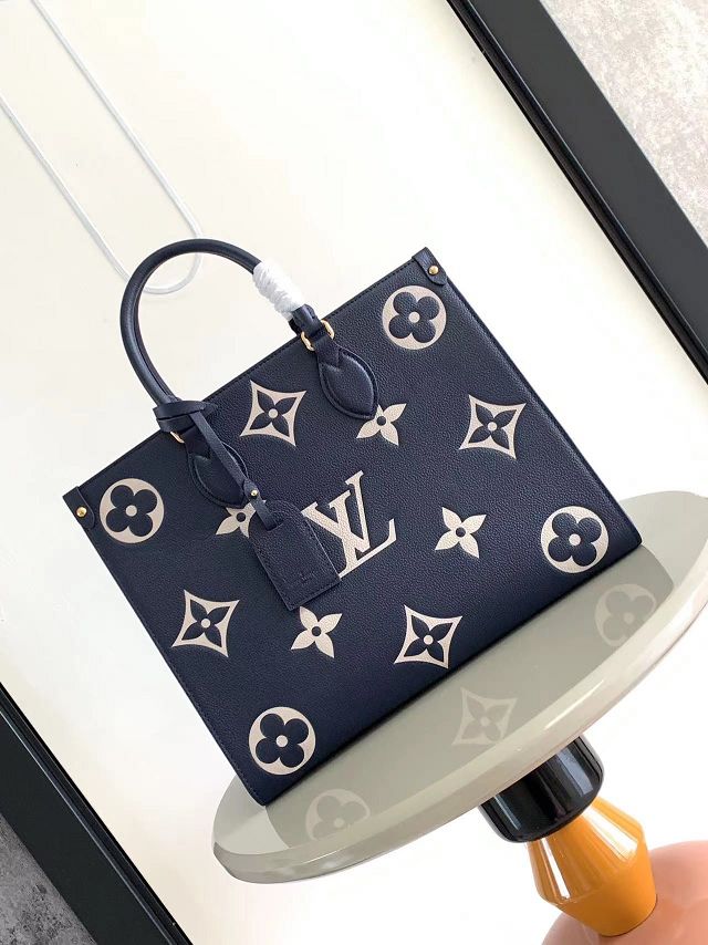 Louis vuitton original calfskin onthego mm M47084 navy blue