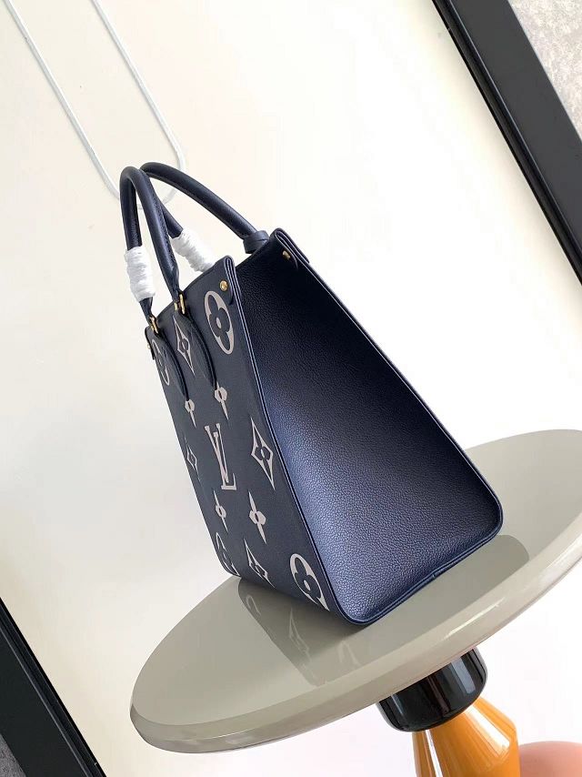 Louis vuitton original calfskin onthego mm M47084 navy blue