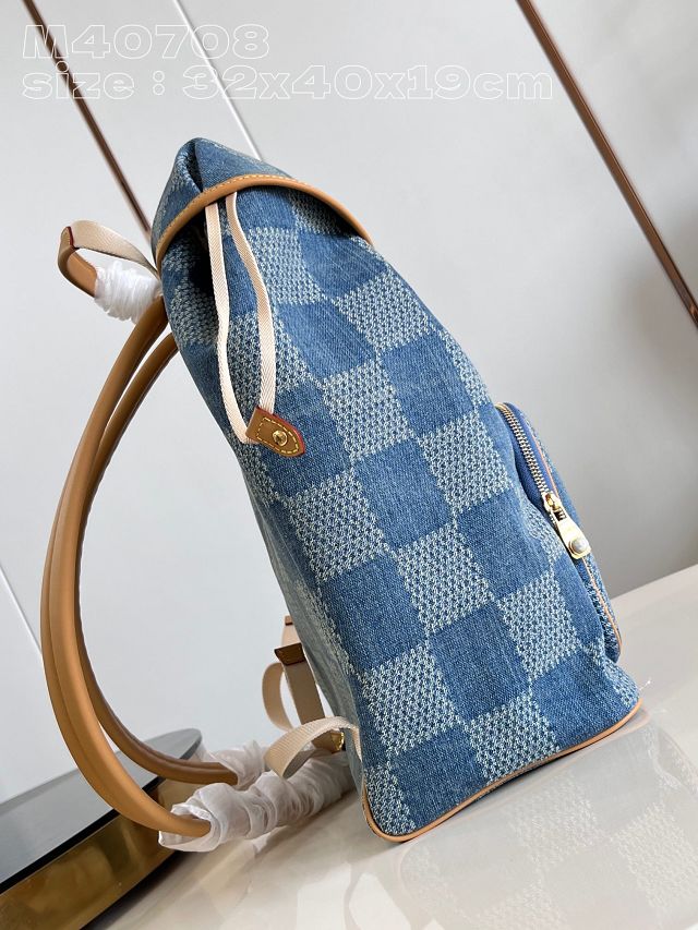 Louis vuitton original denim montsouris backpack N40708 blue