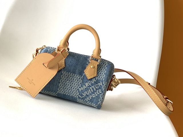 Louis vuitton original denim nano speedy 18 N40682 blue