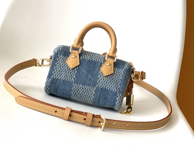 Louis vuitton original denim nano speedy 18 N40682 blue