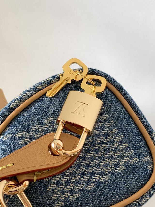 Louis vuitton original denim nano speedy 18 N40682 blue