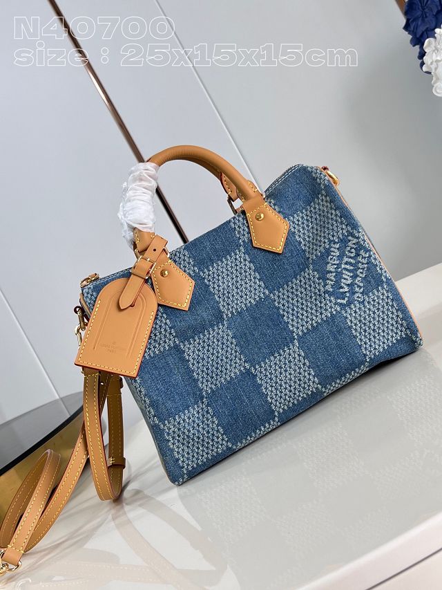 Louis vuitton original denim speedy 25 N40700 blue