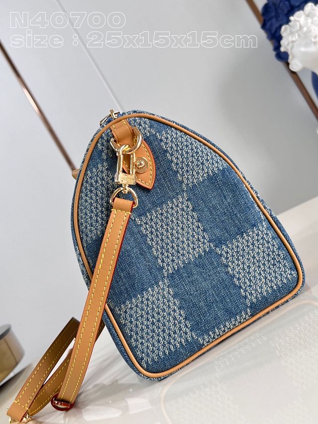 Louis vuitton original denim speedy 25 N40700 blue