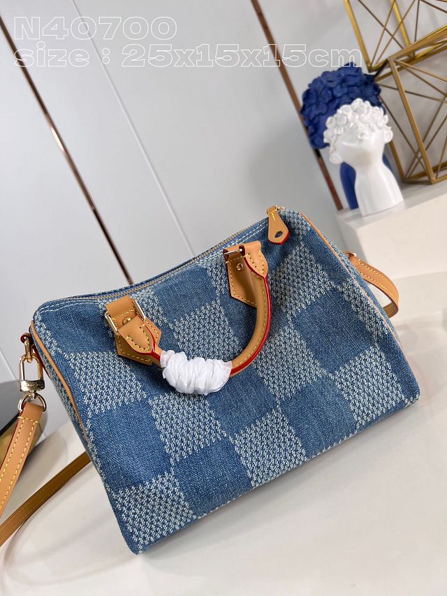 Louis vuitton original denim speedy 25 N40700 blue