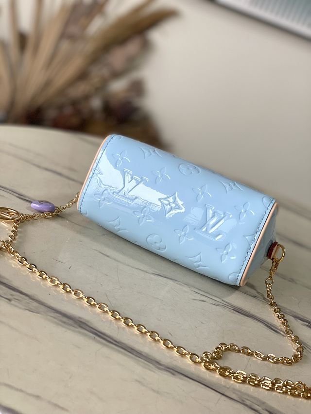 Louis vuitton original vernis calfskin nano speedy M83000 sky blue