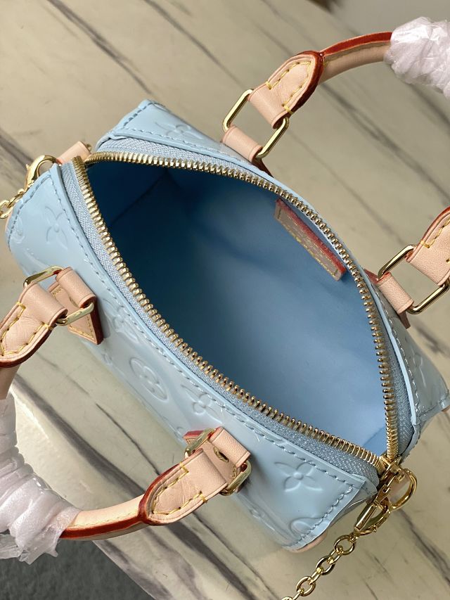 Louis vuitton original vernis calfskin nano speedy M83000 sky blue