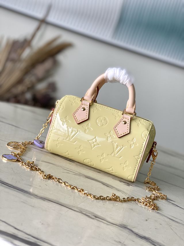 Louis vuitton original vernis calfskin nano speedy M83273 light yellow