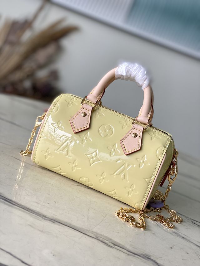 Louis vuitton original vernis calfskin nano speedy M83273 light yellow