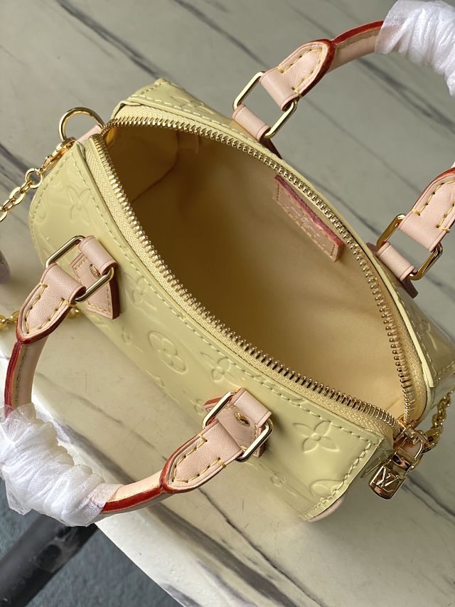 Louis vuitton original vernis calfskin nano speedy M83273 light yellow