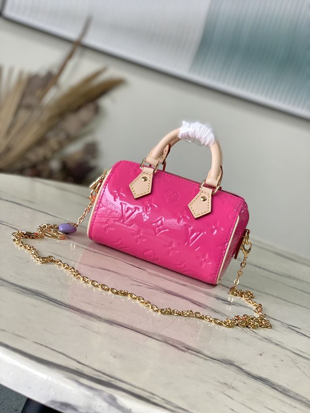 Louis vuitton original vernis calfskin nano speedy M83273 neon pink