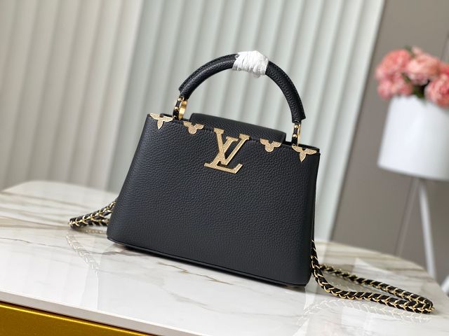 Louis vuitton original calfskin capucines BB handbag M20815 black